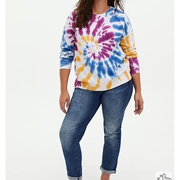 Torrid Plus Size 00 Blue Yellow Purple Tie Dye Sweatshirt - Picture 6 of 7